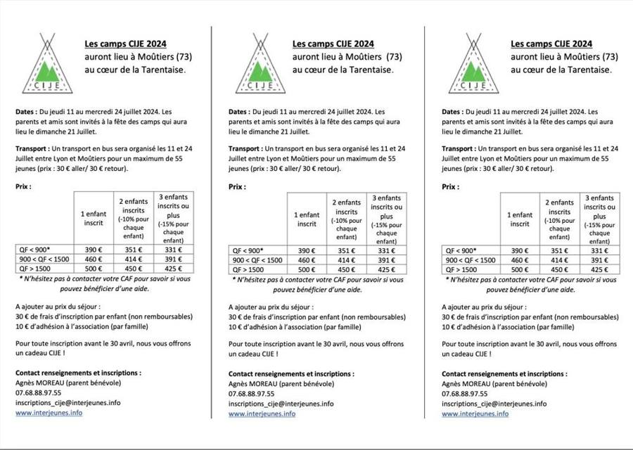 Camps Inter Jeunes : lancement des inscriptions !