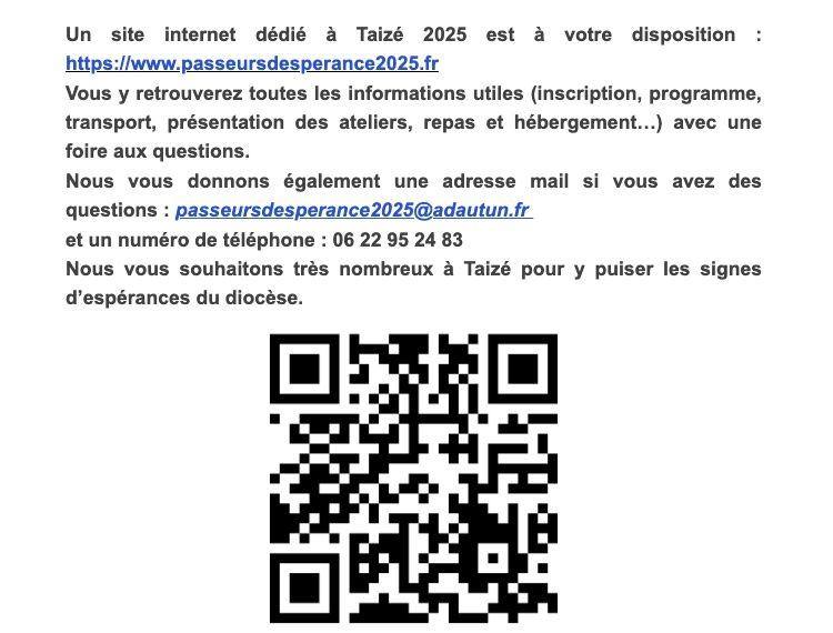 Week-end diocésain les 4 & 5 octobre 2025 à TAIZÉ